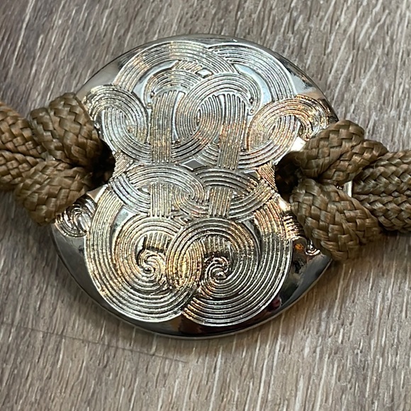 Vintage Corded Medallion Belt Stretch Rope Celtic Silver Tone - Picture 3 of 6